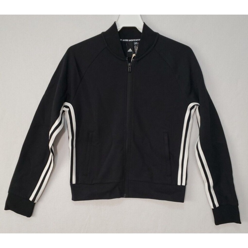 Adidas Must Haves 3 Stripes Track Jacket DX7971 Black Women's Size Small NWT - Picture 2 of 7
